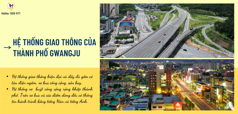 Thành phố Gwangju có hệ thống giao thông thuận lợi, phát triển