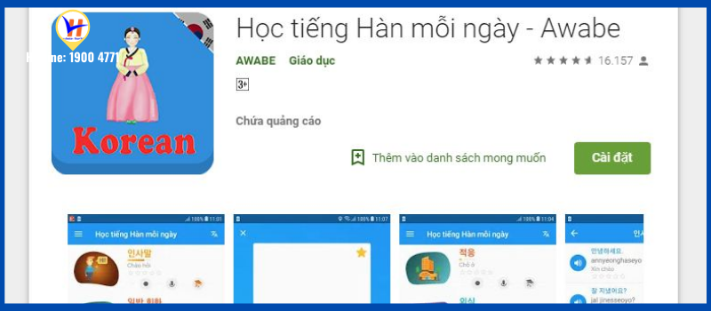 Ứng dụng: Học tiếng Hàn mỗi ngày - Awabe